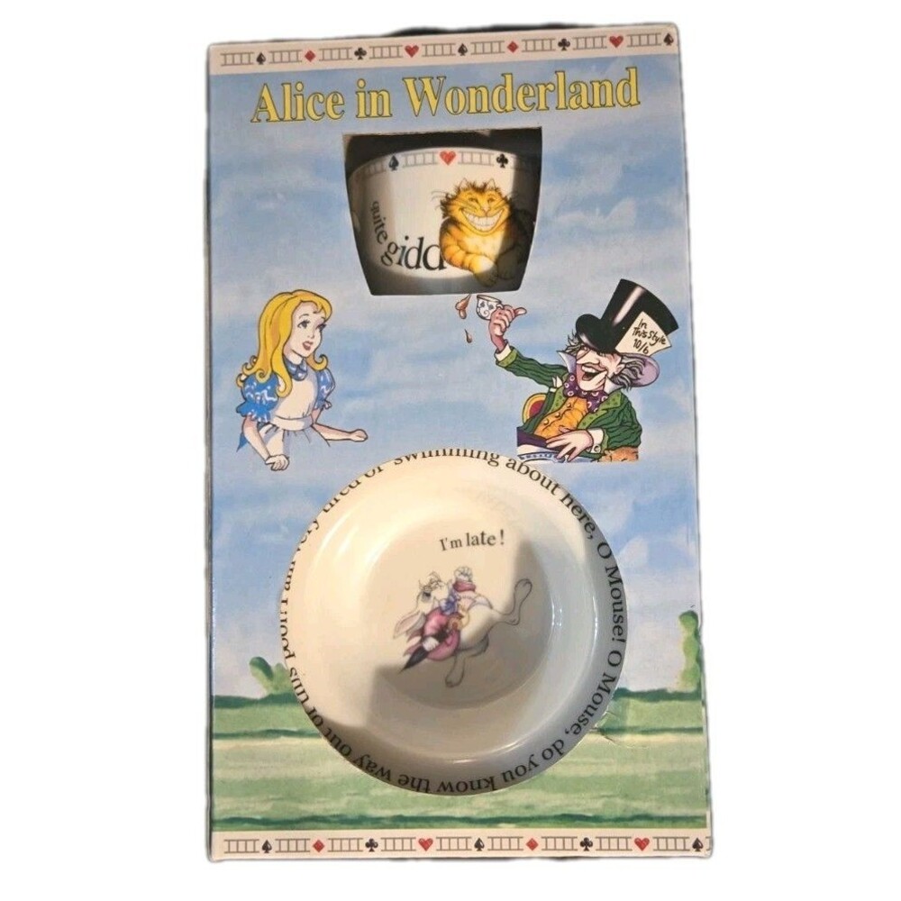 Alice In Wonderland Café Paul Cardew Tea Party Cup & Saucer Set With Box CHIPPED